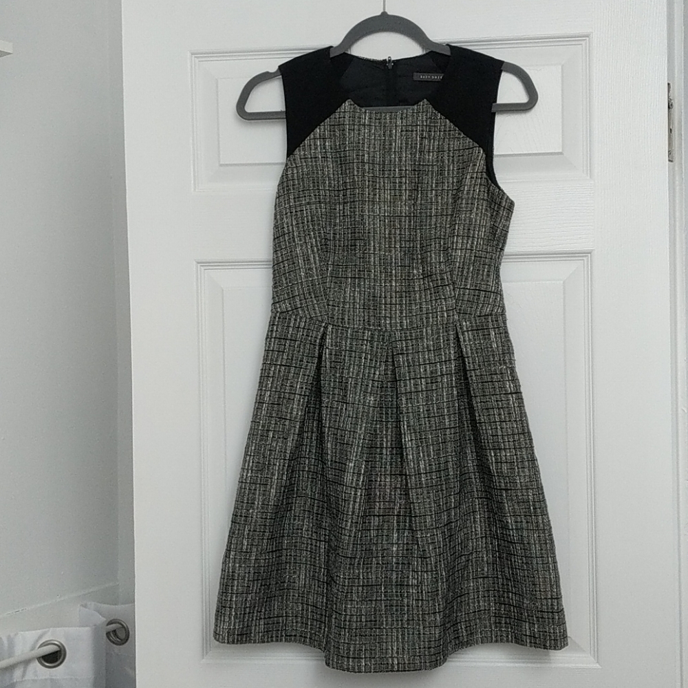 Black fit and flare dress.